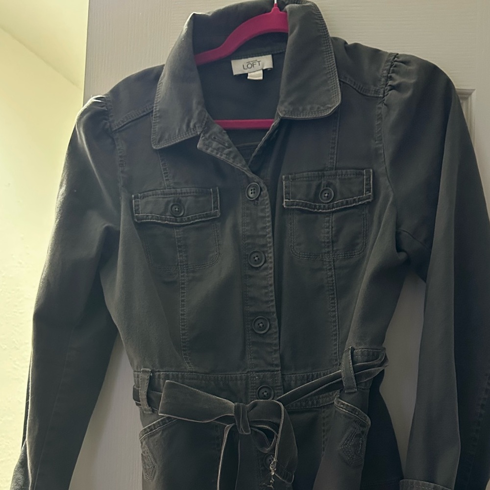 LOFT gray belted jacket -size 12